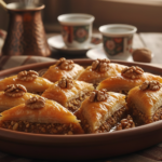 Baklava Rezept – traditionelle Balkan-Walnussbaklava in Rauten geschnitten