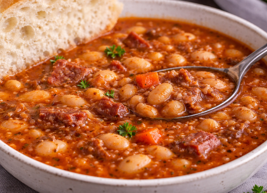 Bohneneintopf mit geräuchertem Fleisch – Klassischer Balkan-Grah - Rezept