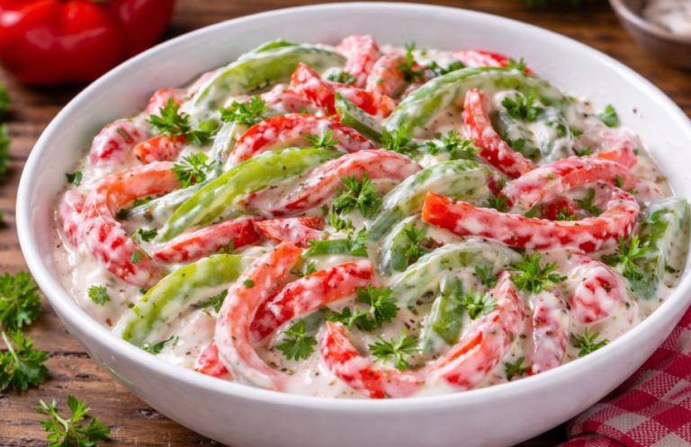 Paprikasalat auf Balkan-Art – Frische Beilage mit Joghurt - Rezept