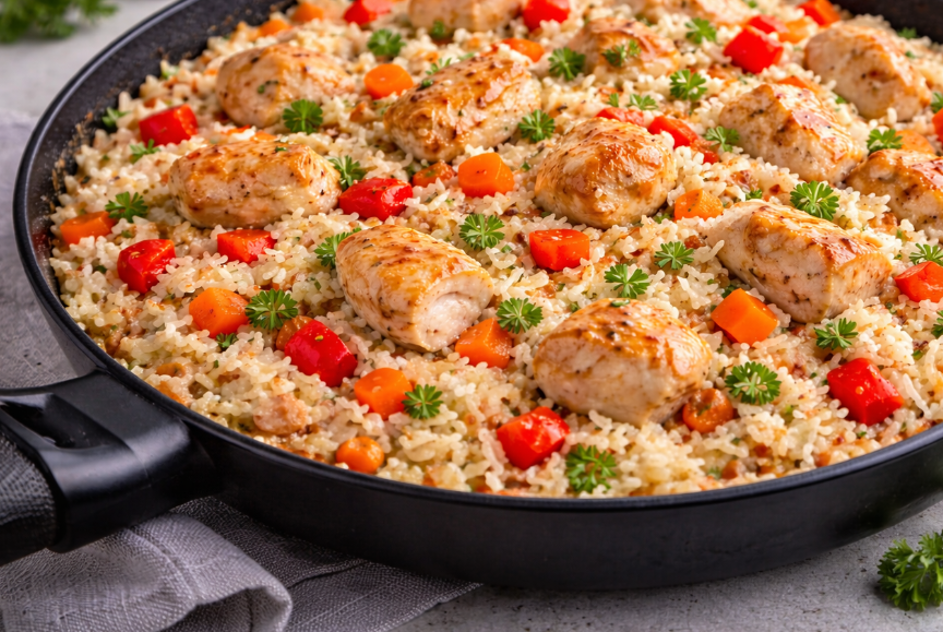 Truthahn mit Reis und Gemüse – Leichtes Balkan-Rezept