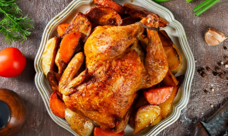 Gebackenes Hähnchen mit Gemüse – Rezept