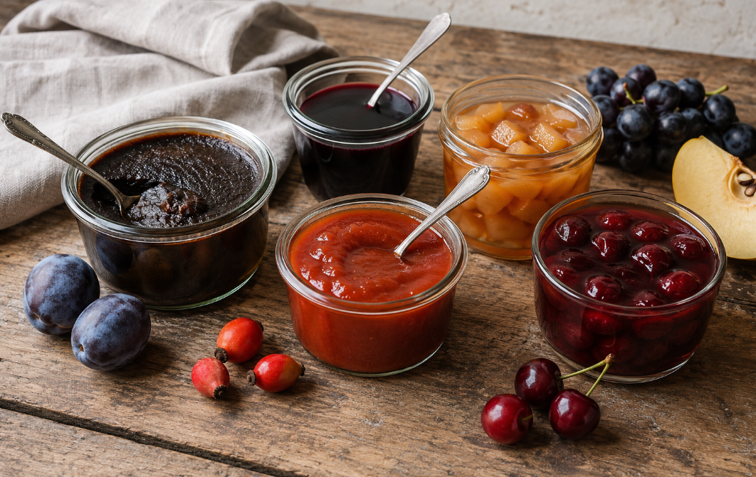 Marmelade, Džem, Pekmez und Slatko im Vergleich