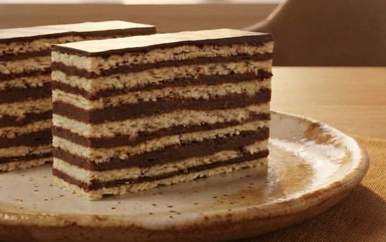 Kroatische Mađarica mit dünnen Teigschichten und Schokoladencreme