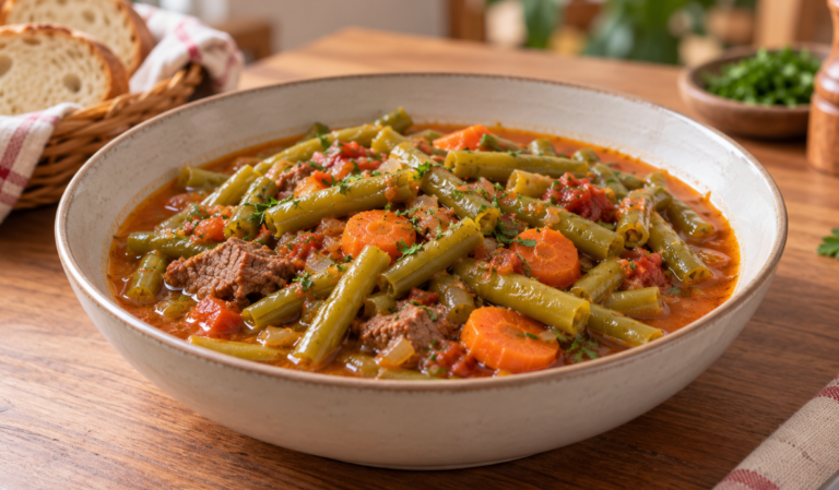 Buranija sa Junetinom – bosnischer Grüne-Bohnen-Eintopf mit Rindfleisch